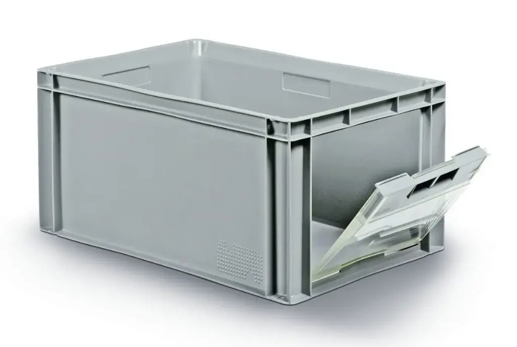 Front-opening storage crate